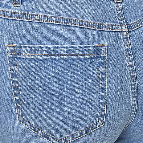 VRS Woman Basic VRS Dame Denim Capri Bukser Str. 46 - Lyseblå - Billede 3