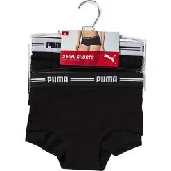 Puma Dame 2-pak Mini Shorts Str. L - Sort