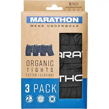 Marathon Herre 3-pak Tights Str. M - Sort
