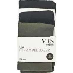 VRS WOMAN VRS 3-pak Strømpebukser Str. L/XL - Grøn/sort