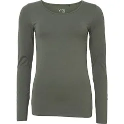 VRS Woman Basic VRS Dame T-shirt Langærmet Str. L - Oliven