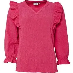 VRS Woman Fashion VRS Dame Bluse Med Flæser Str. XL - Pink