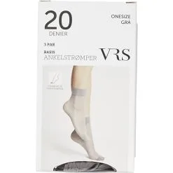 VRS WOMAN VRS Dame 3-pak Ankelstrømper Crepe Str. Onesize - Grå