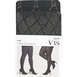 VRS Woman Jackie VRS 2-pak Strømpebukser Mønster Str. 54/56 - Sort