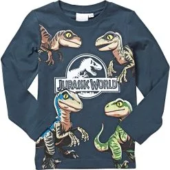Licens Jurassic World Børne T-shirt Str. 122/128 - Mørkeblå