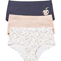 VRS Kids Basic VRS Børne 3-pak Hipsters Str. 134/140 - Printet/lyserød/mørkeblå