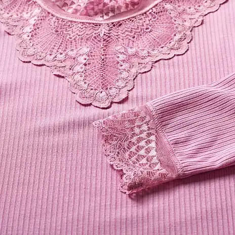 VRS Kids Basic VRS Børne Blondebluse Str. 98/104 - Pink - Billede 3