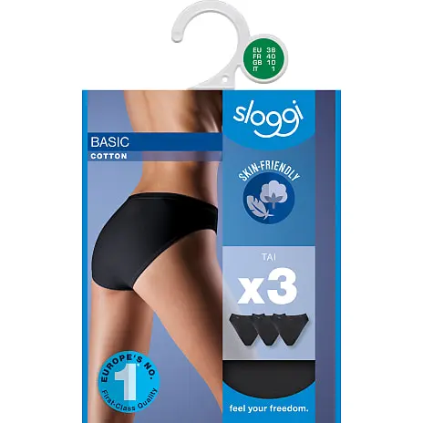 Sloggi Dame 3-pak Tai Str. 48 - Sort