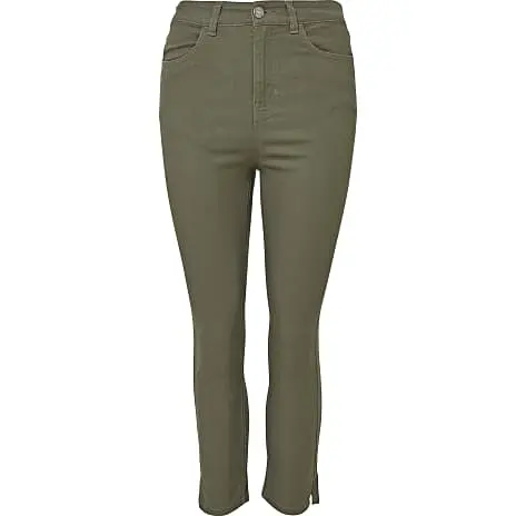 VRS Woman Basic VRS Dame Denim Capri Bukser Str. 44 - Oliven