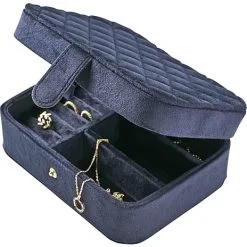 VRS Smykkeskrin Firkantet Med 2 Rum - Mørkeblå