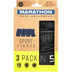 Marathon Herre 3-pak Sports Tights Str. XL - Sort