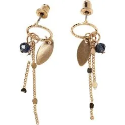 Choise By Heart Ørering Ring Og Blad Str. 4 Cm - Mørkeblå