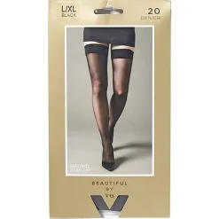 Beautiful By VRS Selvsiddende Strømper Madrid 20D Str. L/XL - Sort