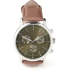 Andre Mærker Herre Armbåndsur Str. Onesize - Brun Rem Og Grøn Skive