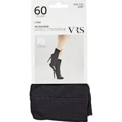 VRS WOMAN VRS Dame 2-pak Ankelstrømper Microfiber Str. Onesize - Sort