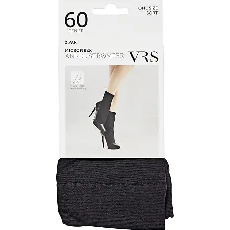 VRS WOMAN VRS Dame 2-pak Ankelstrømper Microfiber Str. Onesize - Sort