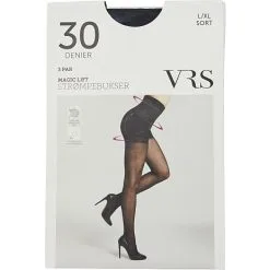 VRS WOMAN VRS 3-pak Strømpebukser Magic Lift Str. L/XL - Sort