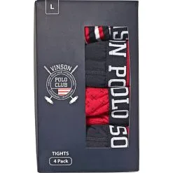 POLO CLUB Herre 4-pak Tights Str. L - Printet/sort