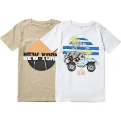 VRS Junior Basic VRS Teen 2-pak T-shirt Str. 134/140 - Hvid/sand