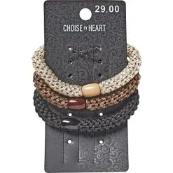 Choise By Heart 3-pak Vævet Elastikker - Sort/brun/beige