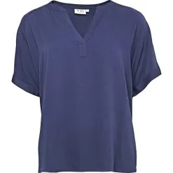 VRS Woman Fashion VRS Dame Bluse Kortærmet Str. M - Mørkeblå
