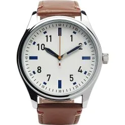 Andre Mærker Herre Armbåndsur Str. Onesize - Brun Rem Og Hvid Skive