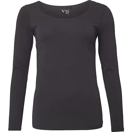 VRS Woman Basic VRS Dame T-shirt Langærmet Str. 2XL - Sort