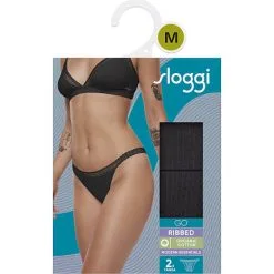 Sloggi Dame 2-pak Tanga Str. L - Sort