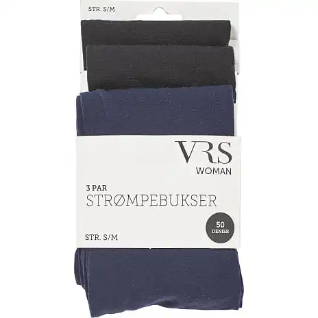 VRS WOMAN VRS 3-pak Strømpebukser Str. L/XL - Marineblå