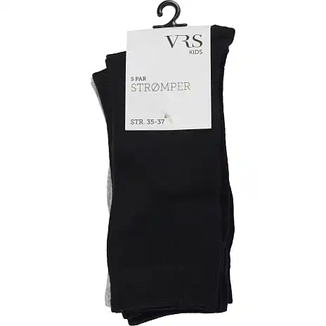 VRS Børne 5-pak Strømper Str. 35/37 - Sort