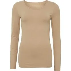 VRS Woman Basic VRS Dame T-shirt Langærmet Str. 2XL - Beige