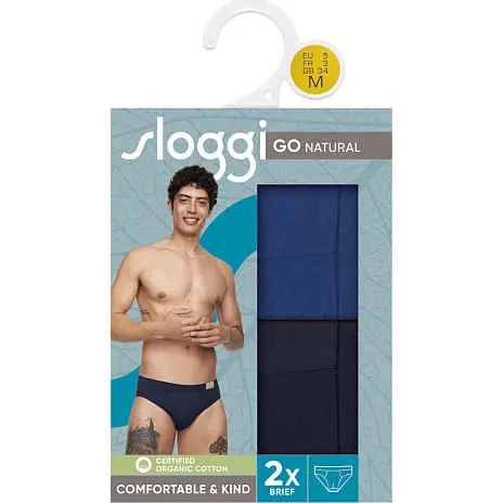 Sloggi Herre 2-pak Midi Str. L - Blå/mørkeblå