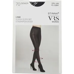 VRS WOMAN VRS Strømpebukser Med Ekstra Support Str. S/M - Sort