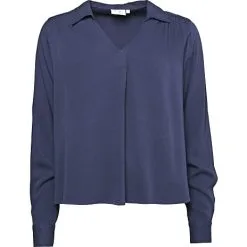 VRS Woman Fashion VRS Dame Bluse Twill Str. XL - Mørkeblå