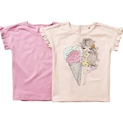 VRS Kids Basic VRS Børne 2-pak T-shirt Str. 134/140 - Lyserød/pink