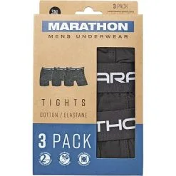 MARATHON Herre 3-pak Tights Str. 5XL - Sort