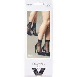 Beautiful By VRS VRS 2-pak Ankelstrømper Torino 20D Str. Onesize - Sort
