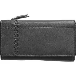 Andre Mærker Dame Læderpung Med Flet - Sort