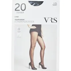 VRS WOMAN VRS Strømpebukser Supertransparent Str. S/M - Sort