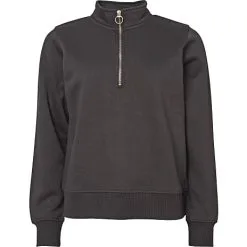 VRS Woman Fashion VRS Dame Sweattrøje Med Lynlås Str. L - Sort