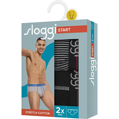Sloggi Herre 2-pak Midi Str. 2XL - Stribet